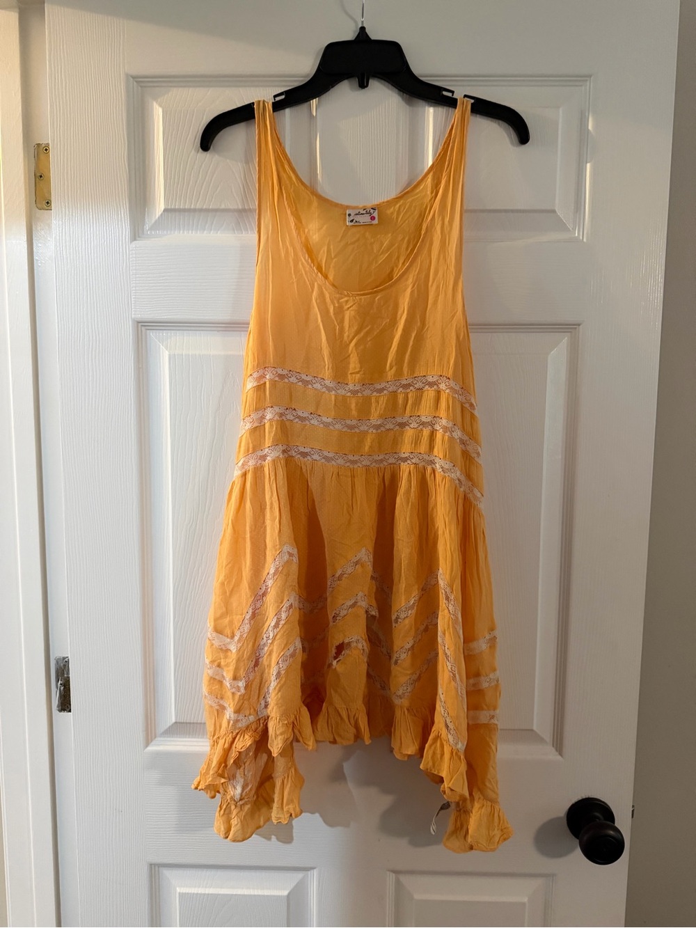 Free people Yellow Lace-Trim Tank Dress